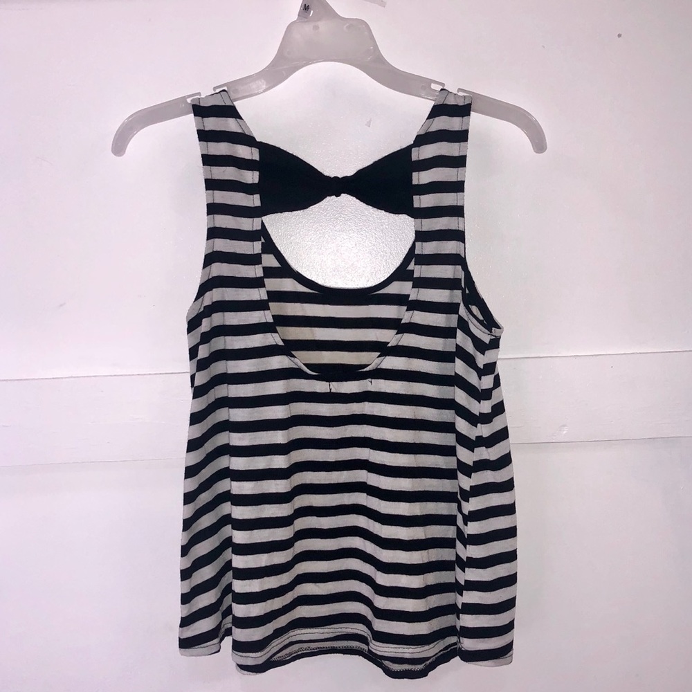 Black + White Stripe Tank with Bow in Back